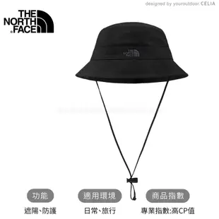 【The North Face 抗UV漁夫帽《黑》】3VWX/防曬帽/遮陽帽/休閒帽/圓盤帽/登山/露營