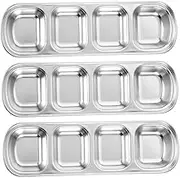 Ciieeo 3pcs Stainless Steel Dipping Sauce Dish Compartment Seasoning Bowl for Home Restaurant Use for Appetizers Condiments Sauces Easy to Clean
