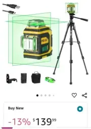 PREXISO 360° Laser Level w/ Tripod 100Ft Self Leveling Cross Line Laser