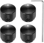 uxcell 4 Pcs Aluminium Potentiometer Knobs, 3/16"(4mm) IDx7/8(20mm) ODx5/8(15.5mm) Height Universal Volume Tone Control Knobs for Guitar, Bass, Arrow Indicator, Black