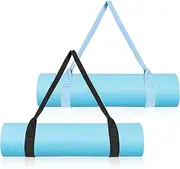 2 PCS Yoga Mat Straps for Carrying, Black and Light Blue Yoga Mat Carrier Multi Purpose Adjustable Mat Holder Sling for Most Size Mats (Yoga Mat Not Included), Black & Light Blue