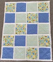 Blue & Lemon Nursery Rag Quilt, Baby Quilt