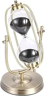 SuLiao Hourglass 60 Minute Sand Timer, 12.6 Inch Large Rotating Brass Sand Clock, Vintage Black Sand Watch 60 Min, Unique Metal 1 Hour Glass Sandglass for Home, Desk, Office Antique Decorative
