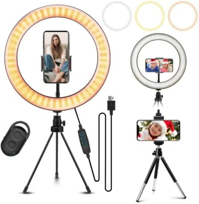 10"LED selfie ring,tripod stand,phone holder,remote control,3 mode,10 brightness