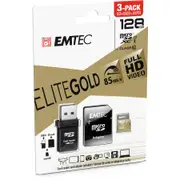 Emtec 128GB MicroSDXC Class 10 Gold With USB 2.0 Reader & Memory Card Adapter