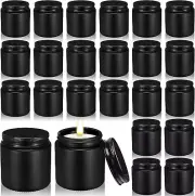 12 Pcs Glass Candle Tins with Lids Bulk, 4 Oz Black round Empty Candle Container