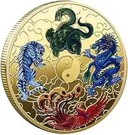 Daiilg 1Set Ancient Mythical Creatures Lucky Coin Lottery Ticket Scratcher Tool Gold