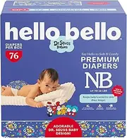 Hello Bello Dr. Seuss Babies Premium Diapers, Size NB, 76 Count: Softness & Protection for Sensitive Skin