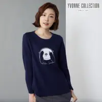 在飛比找momo購物網優惠-【YVONNE 以旺傢飾】海獺貼布繡長袖上衣(深丈青)