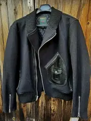 Schott NYC LEATHER-Horsehide D- Hybrid Wool NEWT Made in USA Rare Jacket sz3XL