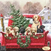 DIY Bead Embroidery Kit or Scheme Christmas Retrievers Beadwork Beaded Craft Set