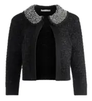 ALICE + OLIVIA AKIRA EMBELLISHED COLLAR BLAK JACKET SIZE L NWOT