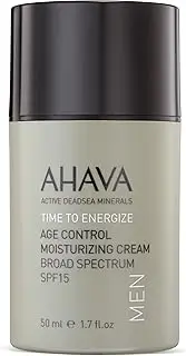 AHAVA Men's Age Control Moisturizing Cream, Broad Spectrum SPF15 - Fast-absorbing Silky Hydrating Lotion, Protects from Premature Aging Signs of UVA/B rays, Enriched with Exclusive Osmoter, 1.7 fl.oz