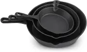 3-Piece Nonstick Frying Pan Set,Iron Skillet,Iron Cookware,Pan Cookware Set,for Household,Kitchen,Frying,Saute,Cooking, Pizza,Steak,or Pancake and More,Black
