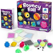 Why2Wise DIY Bouncy Balls - Science Experiment Kit for Kids, Create Your Own Bouncy Ball Craft Set with 4 Unique Molds, Fun Educational Toy for Birthday Parties and Home Activities