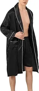 [Generic] Zippe Jumpsuit for Men Color Sexy Silky Smooth Hat Sleeveless Wear Bathrobe and Nightgown (Including Belt) Men Sweatsuit