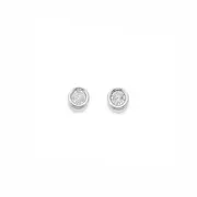 9ct White Gold Diamond Bezel Stud Earrings
