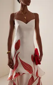 [Andres Otalora] Exclusive Arte Mio Tulip-Printed Satin Maxi Dress