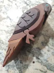 Hand Carved Parrot Wooden Puzzle Trinket Box, Secret Compartment