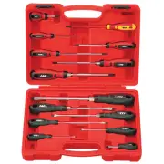 TTI SCREWDRIVER SET SDS14M 14Pieces, Magnetic Black Tips, Power Grip Handles