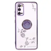 KADEM For Samsung Galaxy S20 5G/4G Pattern Kickstand Case Rhinestone Electroplating TPU Phone Cover
