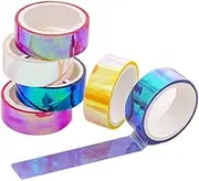 Warmshine 6 Rolls Rhythmic Gymnastics Decoration Holographic Prismatic Glitter Tape Hoops Sticker Color Waterproof Tape Sticker, Each 5M