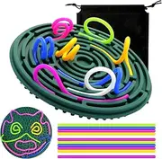 Sensory Activity Board, Silicone Fidget Toy for Kids & Adults,Double-Side Silent Fidget Toys Calm Down Toy for ADHD,Autism,Stress Relief,Focus,Anxiety with Travel Bag and 12 Strings-Green