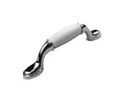 Kitchen cabinet handles chrome white Porcelain 96mm