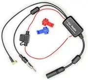 Vecys FM/AM DAB+ Car Antenna Signal Amplifier Booster - SMB Female to DIN Plug Adapter 12V Digital Radio Antenna Splitter for Truck Car Audio Stereo