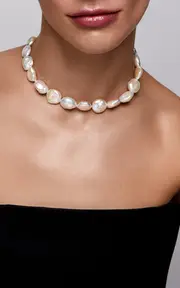 [Mateo] 14K Yellow Gold Baroque Pearl Necklace