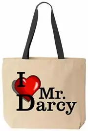 I Love Mr. Darcy Funny Cotton Canvas Tote Bag Reusable Elizabeth Miss Bingley
