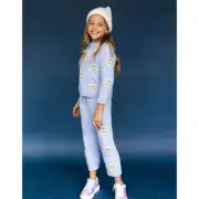 NWT LOLA + THE BOYS Fuzzy Smiley Face Set Cozy Blue Yellow 6