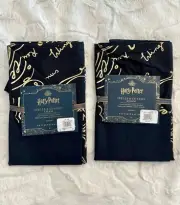 2 Pottery Barn Harry Potter Spells & Charms Shams STANDARD Black Pillowcase Set