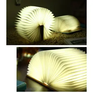 【優活】【書本燈】創意變色LED書本燈 皮質便攜式翻頁折紙書燈 USB充電裝飾折疊臺燈