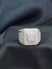 Genuine 5.40 Cts Round Brilliant Cut Diamond Men's Square Ring In 14K Gold