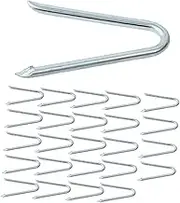 Fence Staples Galvanized Steel Practical Reliable Convenient Fasteners Heavy Duty for Gardening Posts Home Improvement Wood, 25 Pieces