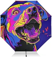 [PDZRMY] UV Protection Travel Umbrella Dog Abstruct Color Compact for Rain and Sun - Auto Open and Close UPF 50+ Windproof Portable 46” Sun Umbrella for Women and Men
