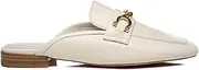 [EVERAU] Women Loafer Leather Slides Chain Slip-on Flat Office Nonslip Shoes Grier