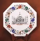 12" Marble Side Table Semi Precious Taj Mahal Inlay Work