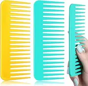 Patelai Large Hair Detangling Comb, Wide Tooth for Curly, Wet Dry Hair, No Handle Detangler Styling Shampoo Comb(Yellow, Cyan)
