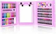 208PCS Kids Art Painting Set Case Kit Paint Draw Watercolour Pencils Pastels Drawing Painting Coloring Set & Art Craft Kit, Art Supplies Gift Case for Budding Artists Kids Teens Girls Boys (Pink)