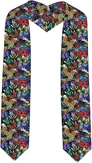 [SKKNT] Hand Drawn Color Butterfly Print Graduation Shawl Stole For Academic Commencements Honor Sash Congratulations Gift