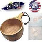 Lightweight Insulated Wood Coffee Cup - Durable 12oz Kuksa with Lanyard