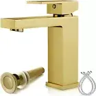Solid Brass Bathroom Faucet, Brushed Gold Bathroom Sink Faucet Single Handle,...