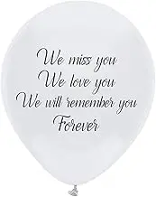 White Funeral Remembrance Balloons, 16pcs"we Miss You, we Love You, we Will Remember You Forever" for Memory Table, Memorial, Condolence, Celebration of Life