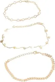 WOFASHPURET Fashion Foot Chain Anklet Set 3pcs Alloy Anklets Sequins Accessory for Wedding Party Yoga