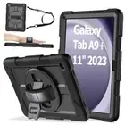Case for Samsung Galaxy Tab A9+ Plus 11 Inch 2024 with 360° Swivel Black
