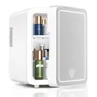 Skincare Fridge With Dimmable LED Light Mirror, 4L Makeup Mini Fridge for White