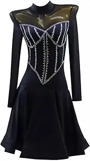 [JRUIA] Latin Dance Dresses for Women Cha Cha Performance Costume Standard Ballroom Dancewear Tango Salsa Fishbone Skirt