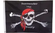 2X3 Jolly Roger Pirate Surrender The Booty Flag Skull Crossbones FAST SHIPPING
